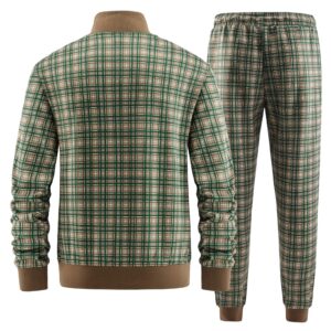 ANOTWENER Track Suits for Men Set 2 Piece Sweat Suits Plaid Tracksuit Men Outfits Sets Sweat Jackets Walking Suits Jogging Jogger Set Green JW-2601-L