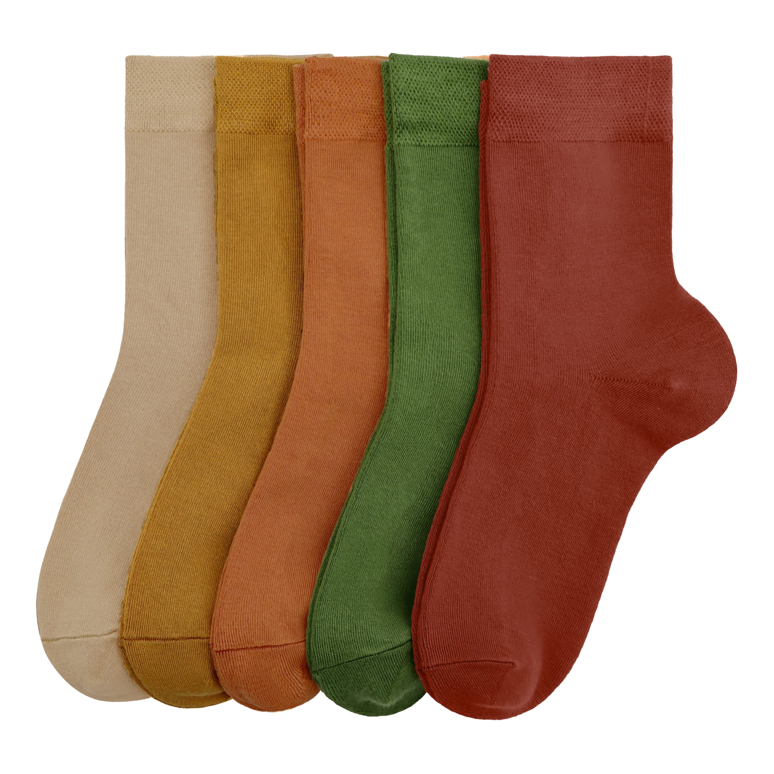 SERISIMPLE Women Thin Viscose Bamboo Socks Crew Lightweight Above Ankle Casual Dress Sock For Ladies Bootie Trouser 5 Pairs (Fall Colors, Large)