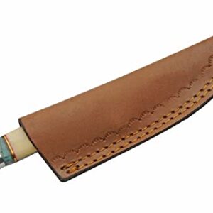 SZCO Supplies 203454-BO Bone/Resin Handled Daylight Outdoor Hunting Knife with Leather Sheath, 8" Length