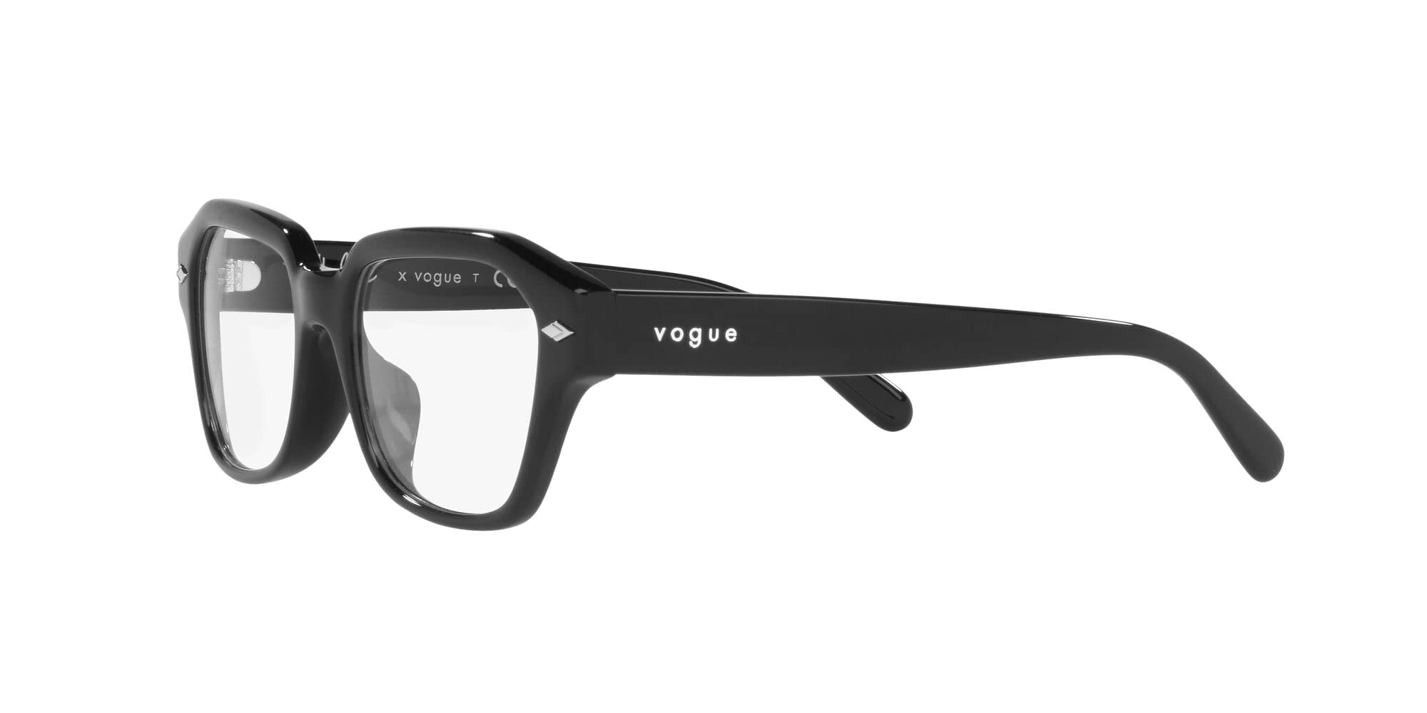 Vogue Eyewear Women's VO5447F Low Bridge Fit Square Prescription Eyewear Frames, Black/Demo Lens, 51 mm