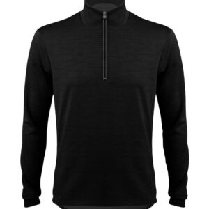 AERO|TECH|DESIGNS | Men's Long Sleeve Merino Wool Jersey | High Collar Performance Wool Blend Pullover | Medium | Black