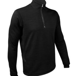 AERO|TECH|DESIGNS | Men's Long Sleeve Merino Wool Jersey | High Collar Performance Wool Blend Pullover | Medium | Black