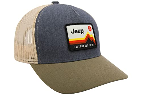 Jeep Have Fun Out There Trucker Snapback Patch Hat Grey/Army Green/Cream