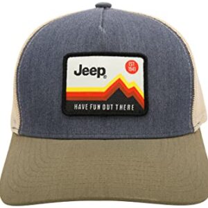 Jeep Have Fun Out There Trucker Snapback Patch Hat Grey/Army Green/Cream