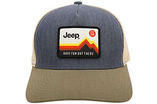 Jeep Have Fun Out There Trucker Snapback Patch Hat Grey/Army Green/Cream