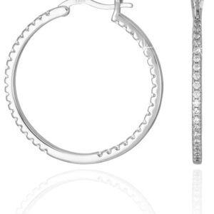 LUXSTRA CZ Gold Hoop Earrings,Solid 925 Sterling Silver Post,Cubic Zirconia Pave Hoop Earrings,18K Yellow, Rose, White Gold Filled Hoop Earrings,15, 20, 30mm, Gold Hoops Christmas, Cubic Zirconia