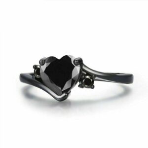 2.00 Ct Heart Cut Simulated Black Diamond Solitaire Engagement Ring Black Gold Plated Silver BY BALAJIGEMSANDJEWELRY (7)