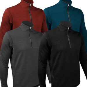 AERO|TECH|DESIGNS | Men's Long Sleeve Merino Wool Jersey | High Collar Performance Wool Blend Pullover | Medium | Black