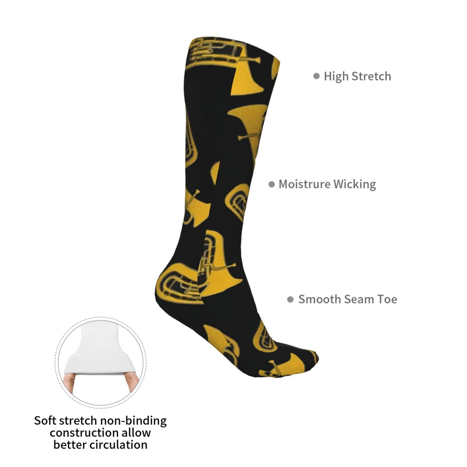 Isolated Tuba Musical Instrument Athletic Socks For Men Women Cushion Thick Socks Daily For Running Flight Travel Mountaineering 20 In