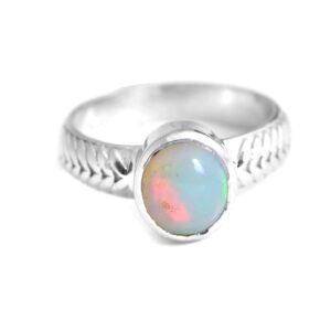 3.50 Carat Natural Finest Fire Ethiopian Opal Gemstone 925 Sterling Silver Handmade Women Ring