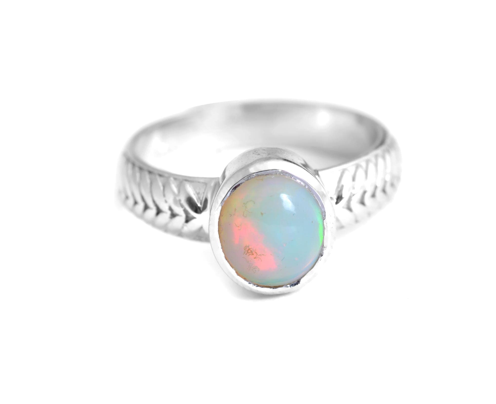 3.50 Carat Natural Finest Fire Ethiopian Opal Gemstone 925 Sterling Silver Handmade Women Ring