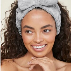 Spa Headbands for Women Makeup Washing Face Skincare Face Wash Head Band Cute Bow Hair Band for Girls Soft Coral Facial Shower Head Wraps