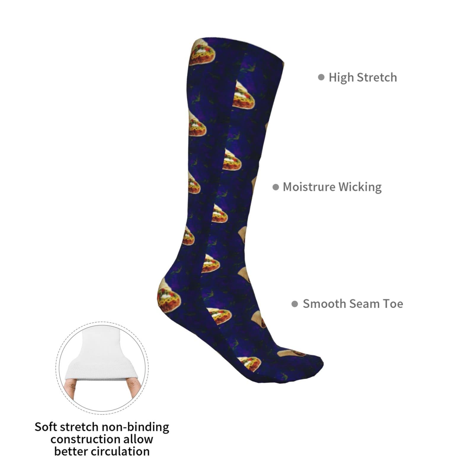 Burritos Taco Athletic Socks For Men Women Cushion Thick Socks Daily For Running Flight Travel Mountaineering 20 In