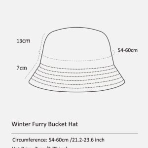 CZEVIP Black Faux Fur Bucket Hat Soft Warm Winter Fuzzyy Bucket Hat Fluffy Winter Hats for Women Men Furry Bucket Hat Unisex