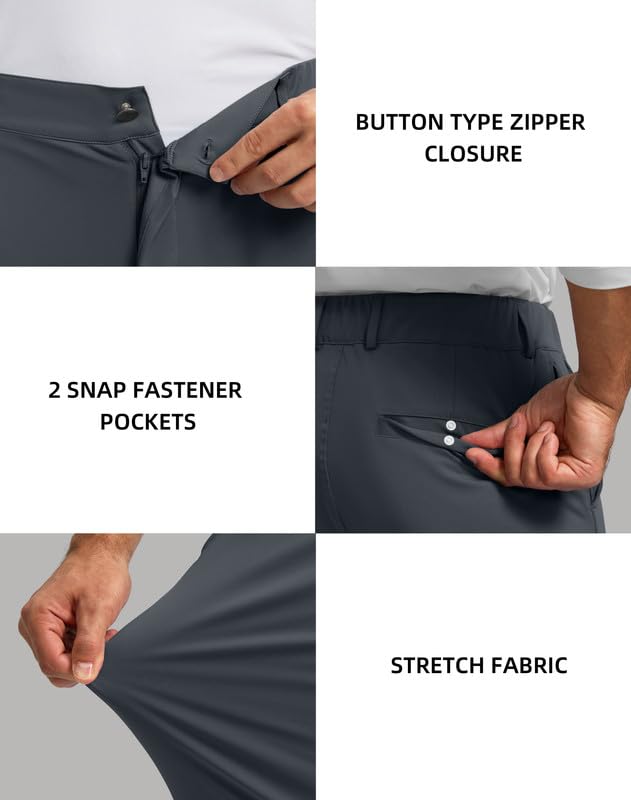 Soothfeel Men's Golf Pants with 5 Pockets Slim Fit Stretch Sweatpants Casual Travel Dress Work Pants for Men (Ink Grey, L)