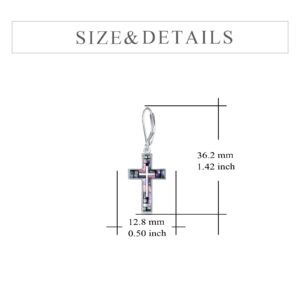 YFN Cross Earrings Sterling Silver Abalone Shell Cross Earrings Dangle Drop Earrings Jewelry Gifts for Women