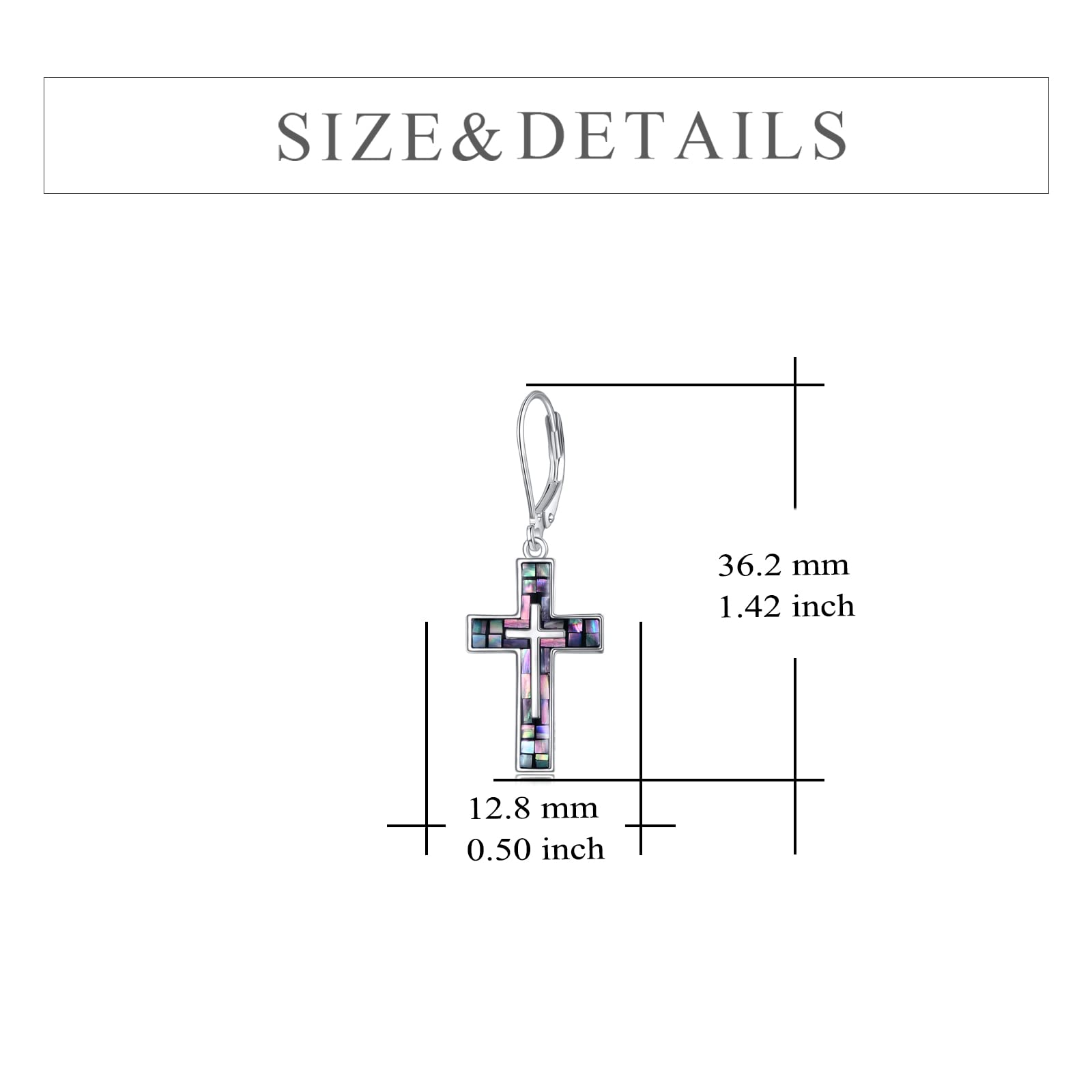 YFN Cross Earrings Sterling Silver Abalone Shell Cross Earrings Dangle Drop Earrings Jewelry Gifts for Women