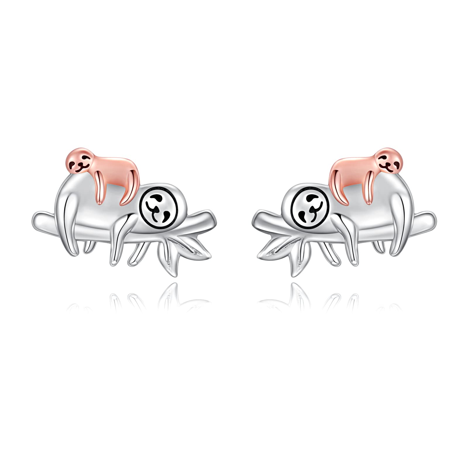 925 Sterling Silver Animals Earrings Hypoallergenic Stud Earrings Cute Animal Jewelry Unique Gifts for Women (Sloth Stud)