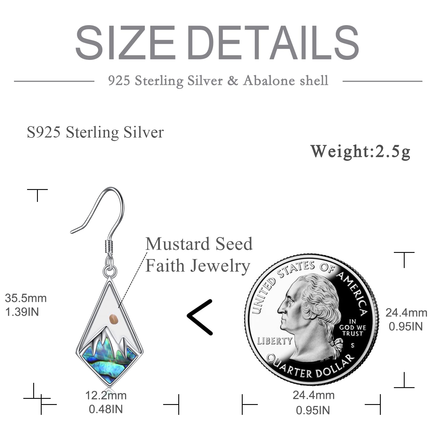 AOBOCO Mustard Seed Earrings for Women Sterling Silver Mountain Dangle Earrings Christian Mustard Seed Jewelry Mothers Day Birthday Gifts for Mom (Mustard Seed Hooks Earrings)