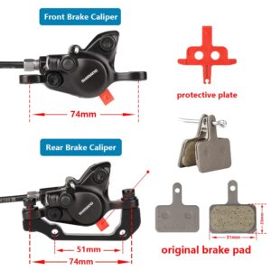 Cyclon Shimano MT200 MTB Hydraulic Disc Brakes Set, Left Front 800mm Right Rear 1400mm with Rear PM/is Adapter Aluminum Alloy Hydraulic Bike Brakes, Dual Disc Piston Fit 160mm Rotors Hydrauli Brakes