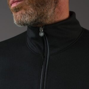 AERO|TECH|DESIGNS | Men's Long Sleeve Merino Wool Jersey | High Collar Performance Wool Blend Pullover | Medium | Black