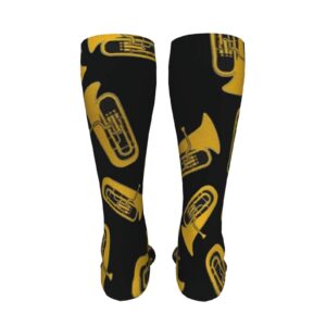 Isolated Tuba Musical Instrument Athletic Socks For Men Women Cushion Thick Socks Daily For Running Flight Travel Mountaineering 20 In