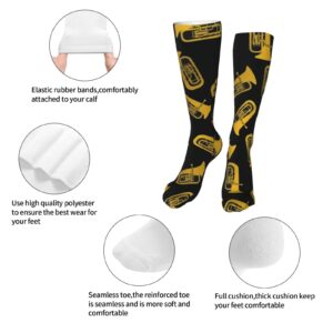 Isolated Tuba Musical Instrument Athletic Socks For Men Women Cushion Thick Socks Daily For Running Flight Travel Mountaineering 20 In