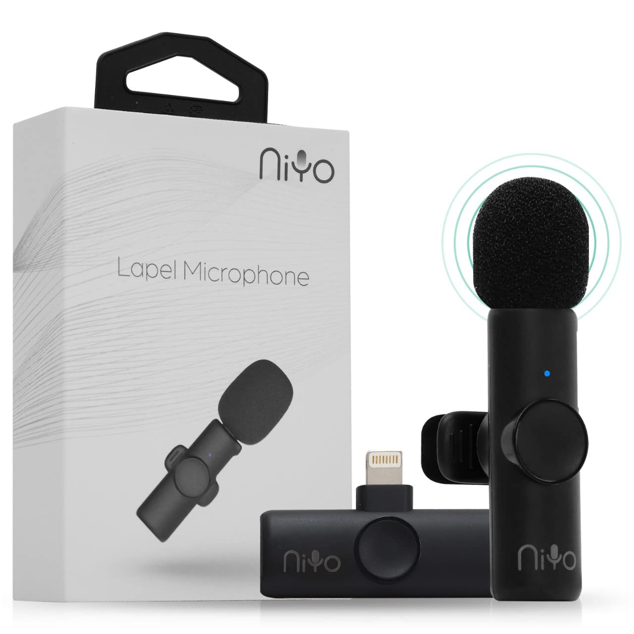 Niyo Wireless Lapel Microphone - Professional Video Recording Mic, Lightweight lapel Mic for iPhone, Noise Reduction Clip-on Microphones for Video Bloggers, Interviewers, Content Creators (Pink)