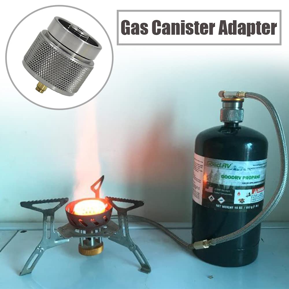 baixikly Butane To Propane Adapter Camping Stove Adapter Outdoor Hiking Stove Connector for Isobutane Fuel Canister To Screw Gas Cartridge