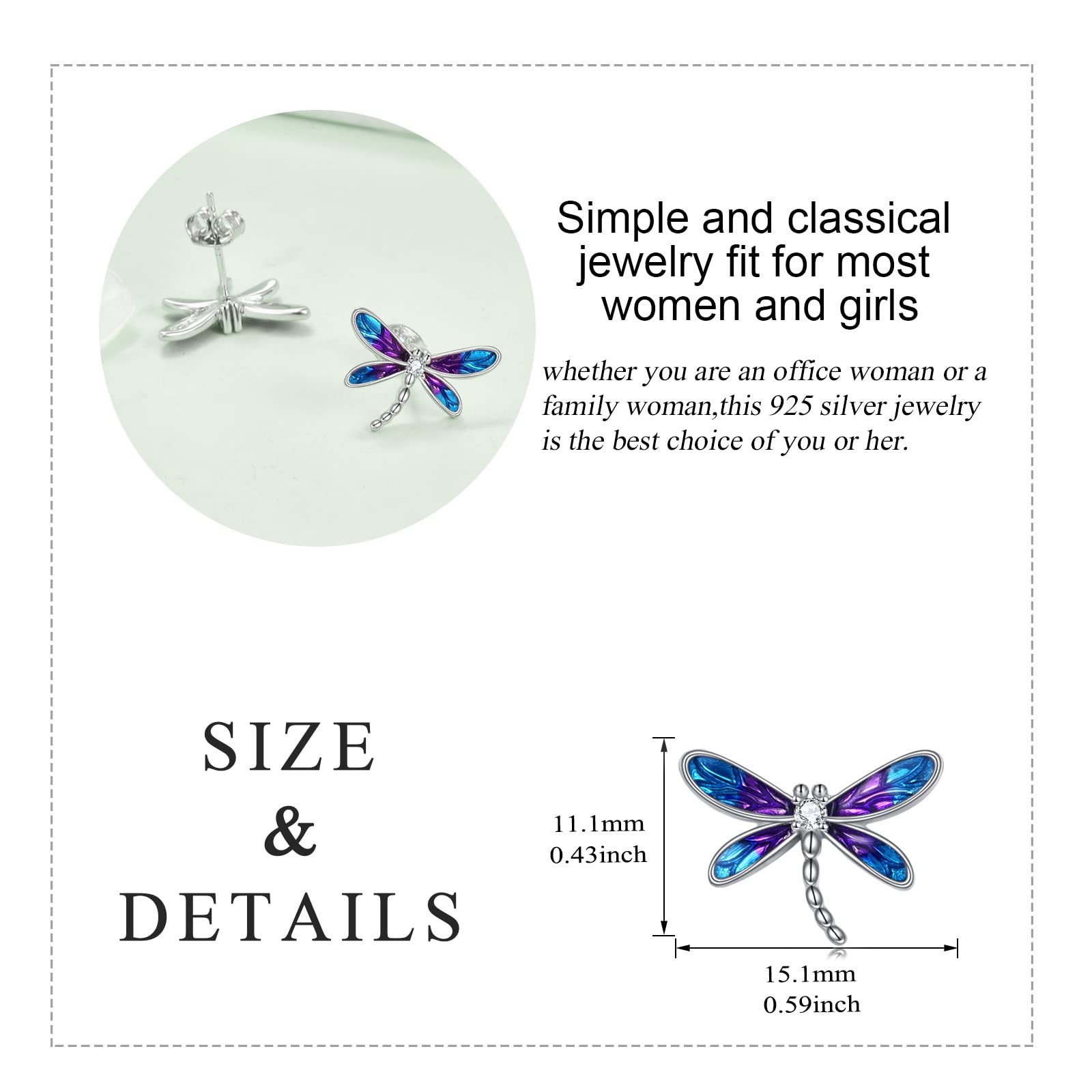 Dragonfly Earrings Gifts for Women 925 Sterling Silver Dragonfly Stud Earrings Jewelry Gifts