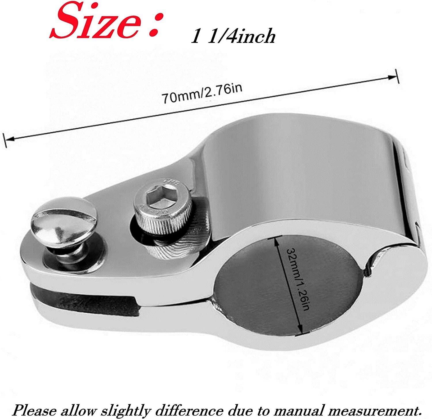 2Pcs Boat Bimini Top Hinged Jaw Slide, Stainless Steel 316 Marine Boat Canopy Tube Clamp Fitting Boat Accessories (Type: with Lock nut, 1 1/4inch)