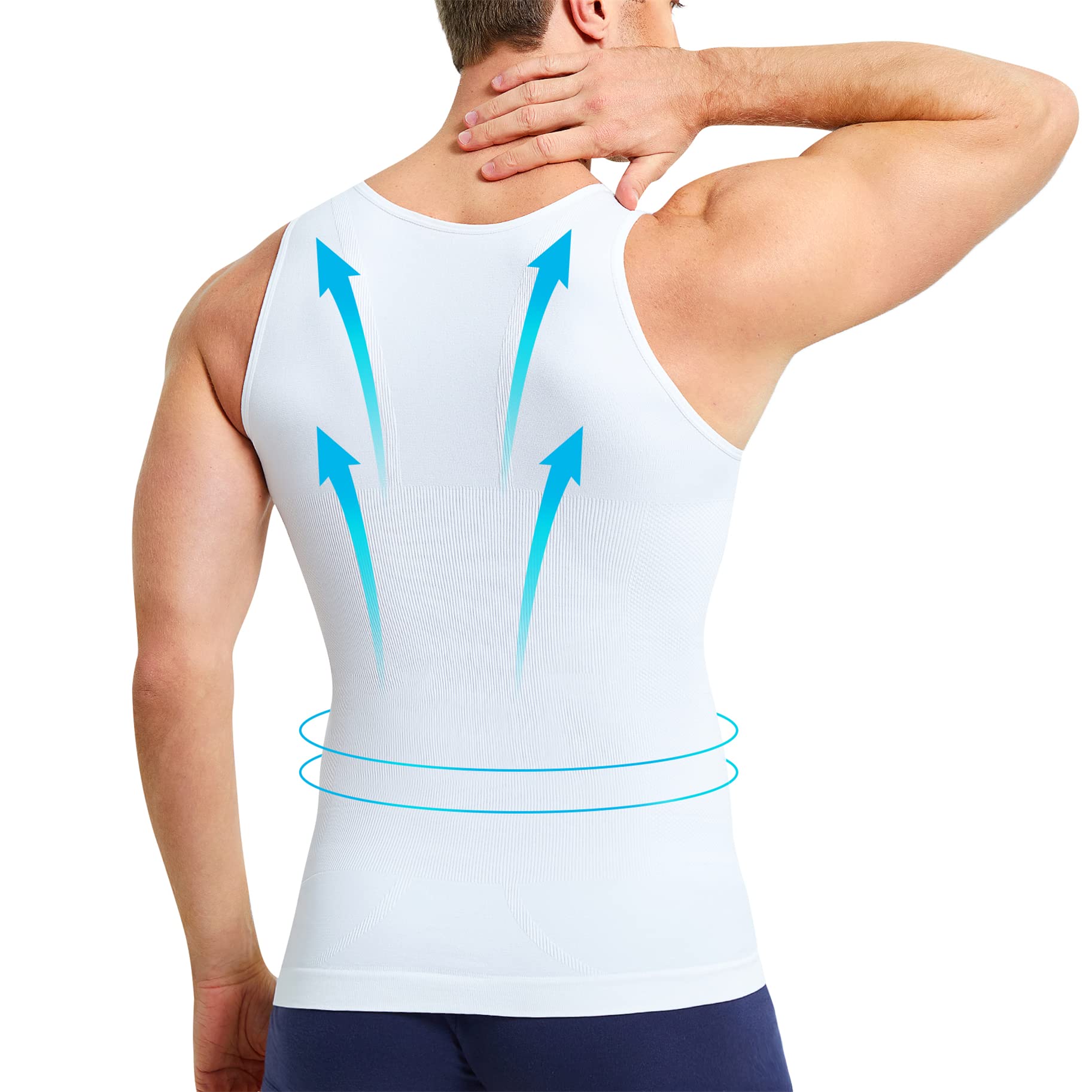 TAILONG White Compression Shirt Men Shapewear Slimming Body Shaper Waist Trainer Vest Workout Tank Tops Abdomen Undershirts