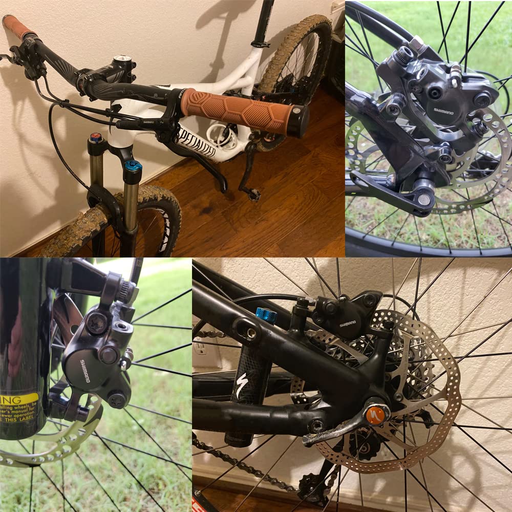 Cyclon Shimano MT200 MTB Hydraulic Disc Brakes Set, Left Front 800mm Right Rear 1400mm with Rear PM/is Adapter Aluminum Alloy Hydraulic Bike Brakes, Dual Disc Piston Fit 160mm Rotors Hydrauli Brakes