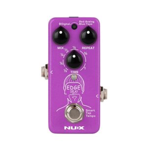 nux edge delay guitar effects pedal with phi digital delay, analog delay, and tape echo