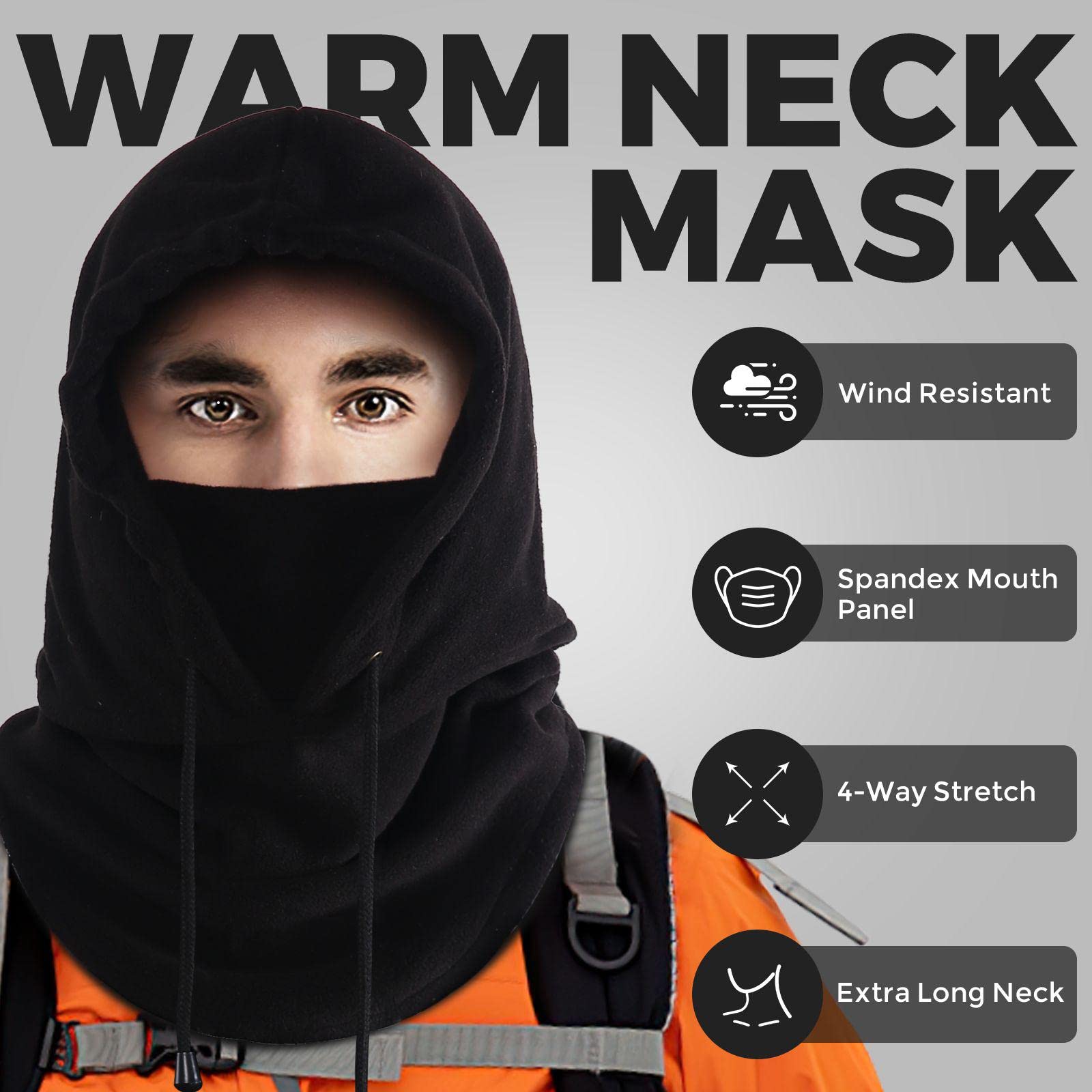 AURUZA Balaclava Ski Mask Fleece Mask Warm Balaclava Breathable Warm and Comfortable Face Mask for Men Women Sports Mask (Black A)