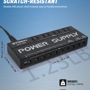 STRICH SPS-20 Guitar Power Supply 10 Isolated DC Output for 9V/12V/18V Effect Pedal