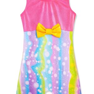 HOZIY 4t 5t Girls Gymnastics Leotards with Shorts for Toddler Girls Kids Rainbow Bow Hot Pink Tumbling Outfits Dance Clothing Clothes Apparel Colorful Multicolored Bodysuits