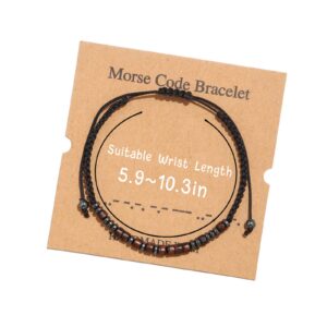 Morse Code Bracelet,Vintage Promise Distance Friendship Bracelets Hand Made Beads String Rope Bracelet for Women Men Friend Couples(Fuck Off)(4PCS)