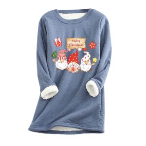 womens thermal tops christmas print crewneck tshirts overall classic blouses for women fashion 2022 fall blue