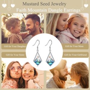 AOBOCO Mustard Seed Earrings for Women Sterling Silver Mountain Dangle Earrings Christian Mustard Seed Jewelry Mothers Day Birthday Gifts for Mom (Mustard Seed Hooks Earrings)