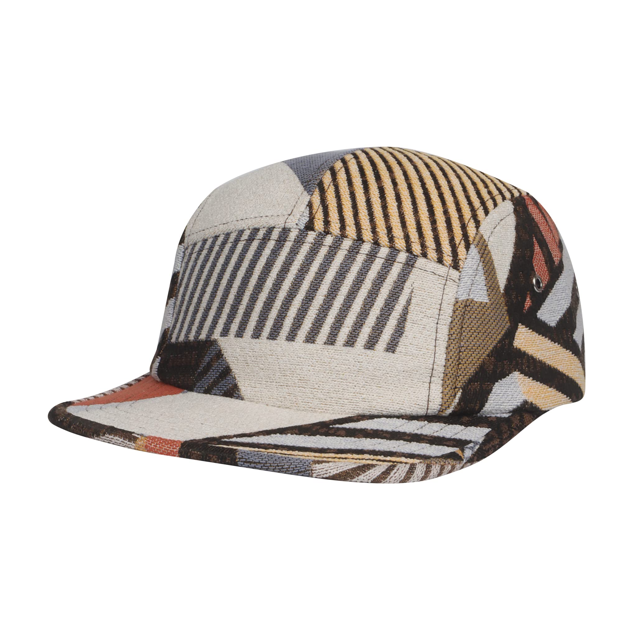 Hatphile Geo Pattern 5 Panel Hat Camper Camp Cap (as1, Numeric, Numeric_7_and_1_Quarter, Numeric_7_and_3_eighths, Random Patch Beige, Large)