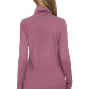 LE VONFORT Womens Turtleneck Long Sleeve Shirts Fleece Lined Lightweight Thermal Base Layer Light Purple Medium