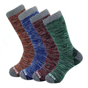 bataidis hiking socks with full cushioned,thicker,warmer and more breathable men's outdoor hiking running socks 4 pairs of crew socks for men.size in large