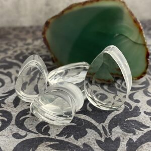 Mystic Metals Body Jewelry Pair of Faceted Clear Glass Teardrop Plugs (PG-576) (3/4" (19mm))