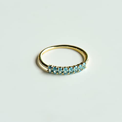 BLOSSOM & HUE Oval Cluster Stackable Ring | Size 8 | Minimalist Blue Gemstone | 18K Gold Plated .925 Sterling Silver | Small Stacking Ring | Gift for Her