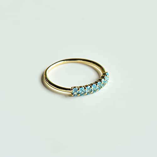 BLOSSOM & HUE Oval Cluster Stackable Ring | Size 8 | Minimalist Blue Gemstone | 18K Gold Plated .925 Sterling Silver | Small Stacking Ring | Gift for Her