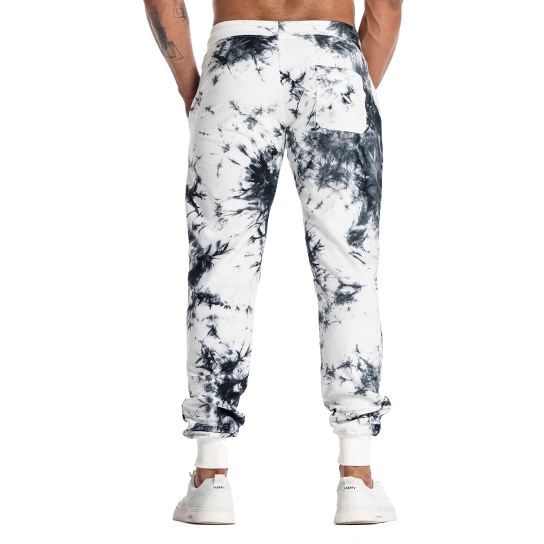 AIMPACT Men's Casual Jogger Sweatpants Tie Dye Running Sweatpants with Pockets(Blackwhite L)