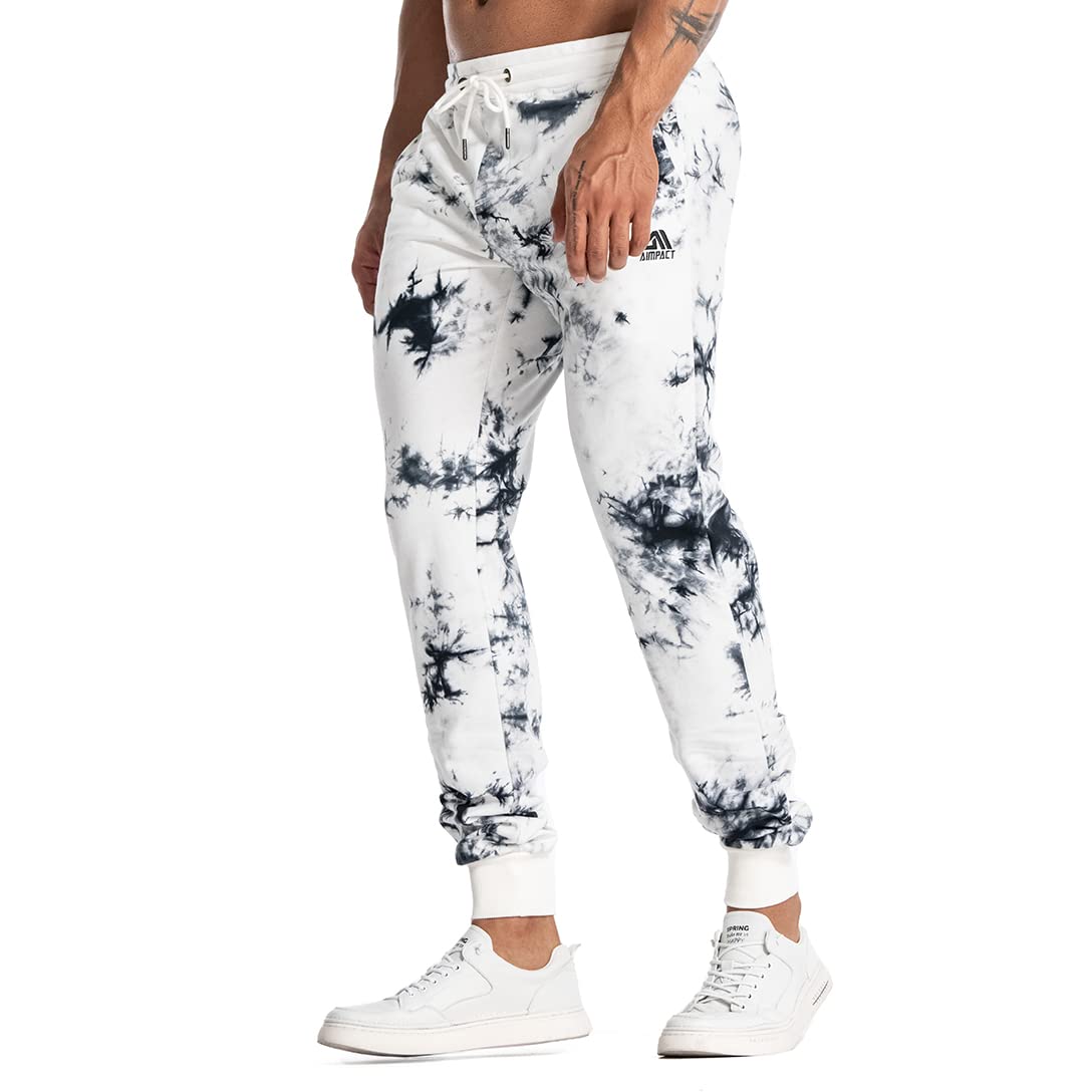 AIMPACT Men's Casual Jogger Sweatpants Tie Dye Running Sweatpants with Pockets(Blackwhite L)