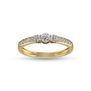 timele$$ classics 1/2 carat tw natural diamond three stone engagement ring in 14k yellow gold (ring size 6)