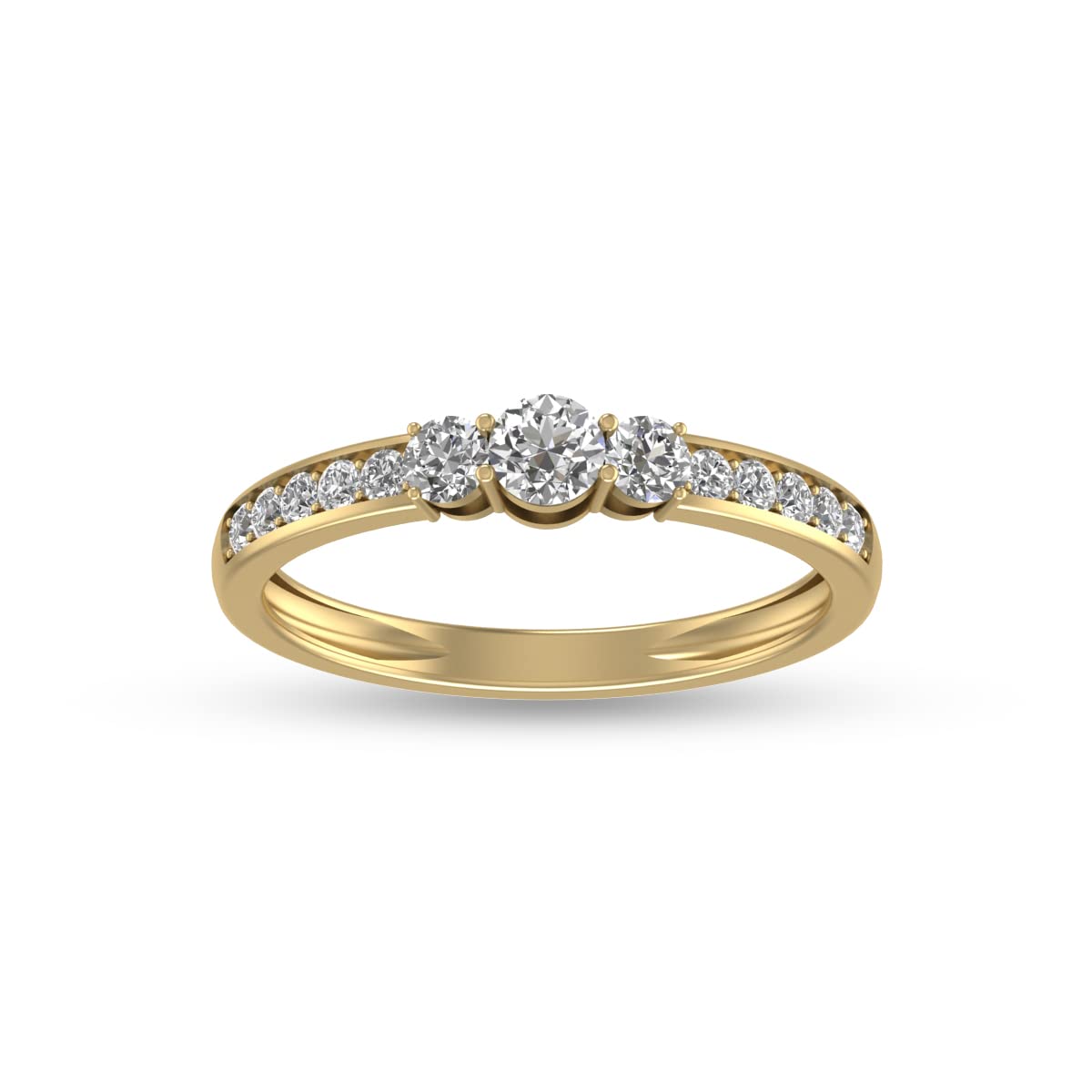 TimeLe$$ Classics 1/2 Carat TW Natural Diamond Three Stone Engagement Ring in 14K Yellow Gold (Ring Size 6)